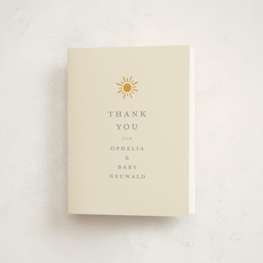 "Sun Toss" - Baby Shower Thank You Cards in Golden Sun by Meggy Masters - Front