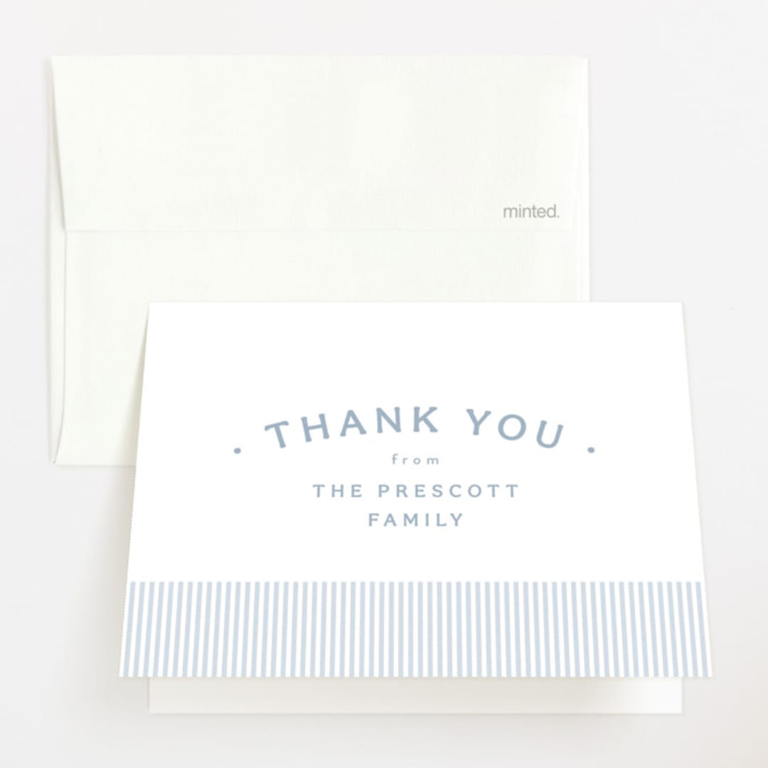 "A cute stripe" - Baby Shower Thank You Cards in Sky by Lea Delaveris - Front