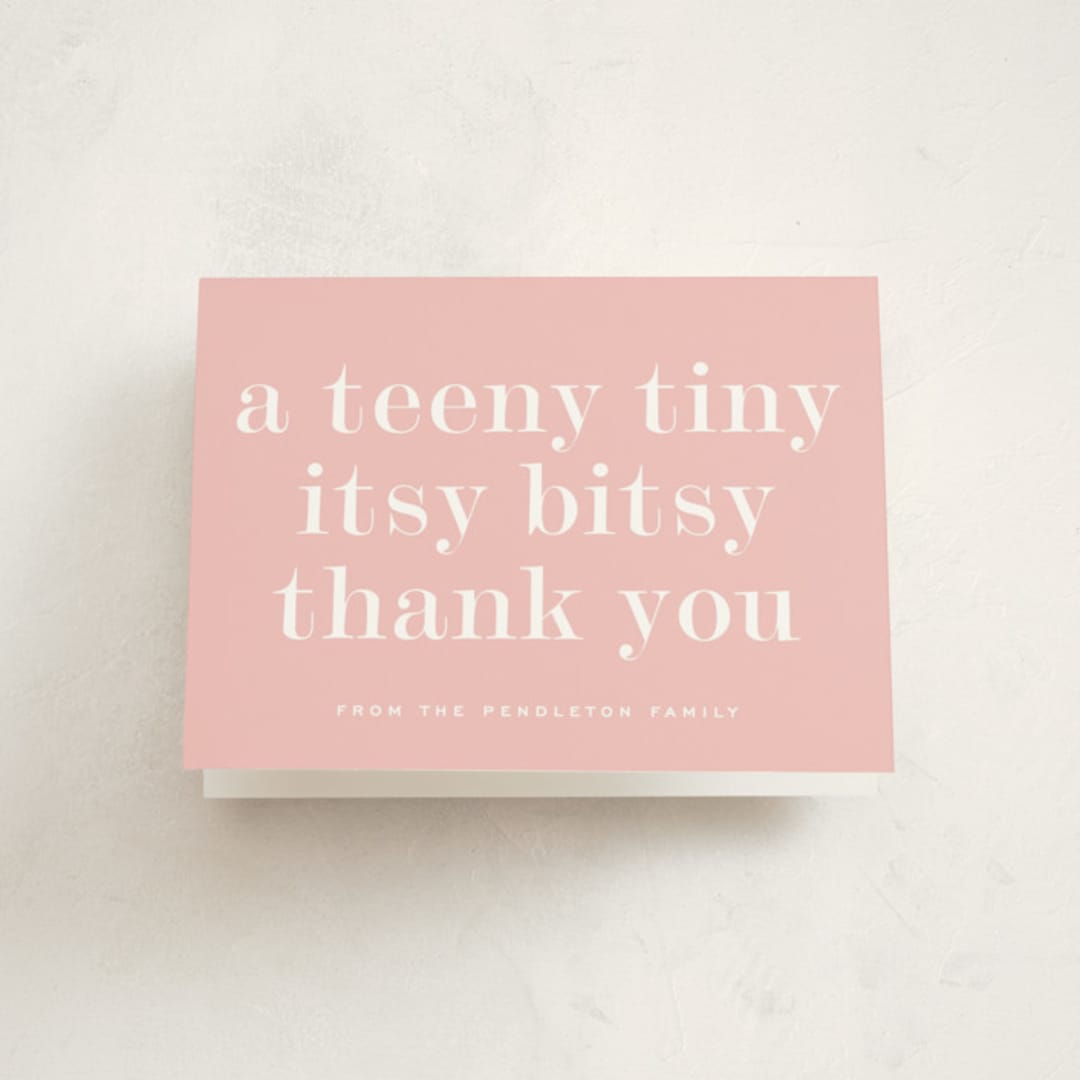 "itsy" - Baby Shower Thank You Cards in Sweet Pink by Sara Hicks Malone - Front