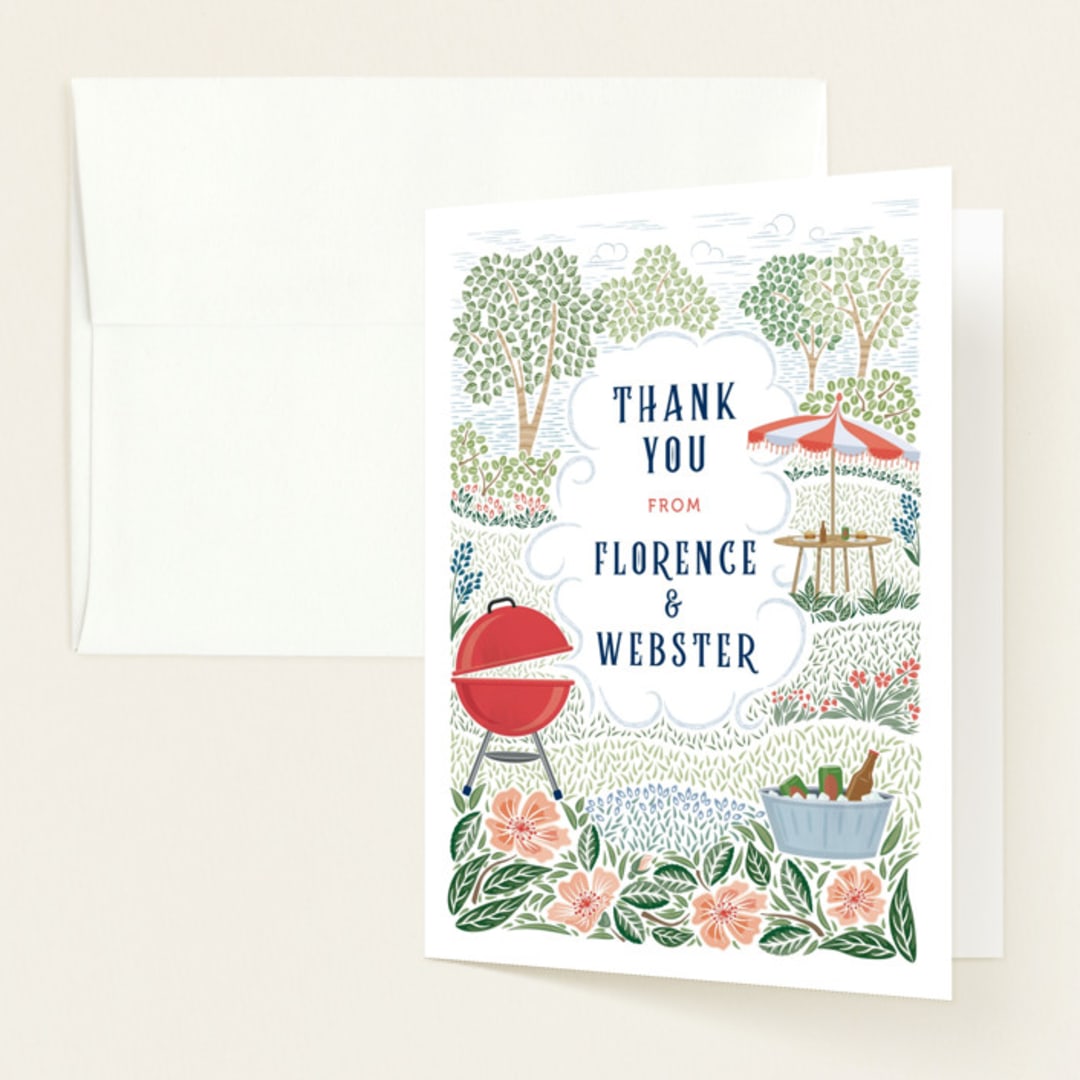 "Backyard Bbq" - Baby Shower Thank You Cards in Ketchup by Paper Sun Studio - Front