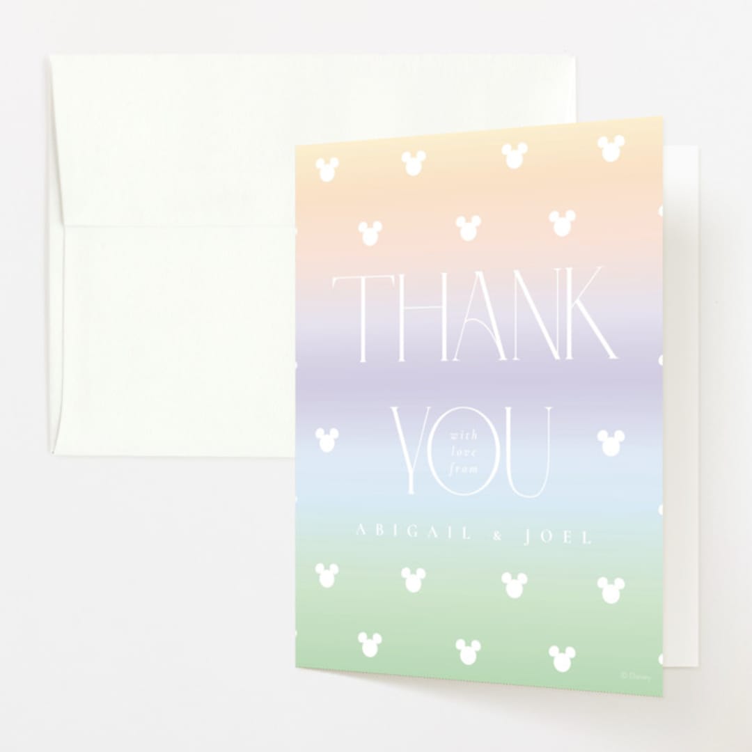 "Disney Ombre Mickey Mouse" - Baby Shower Thank You Cards in Rainbow by Beth Schneider - Front