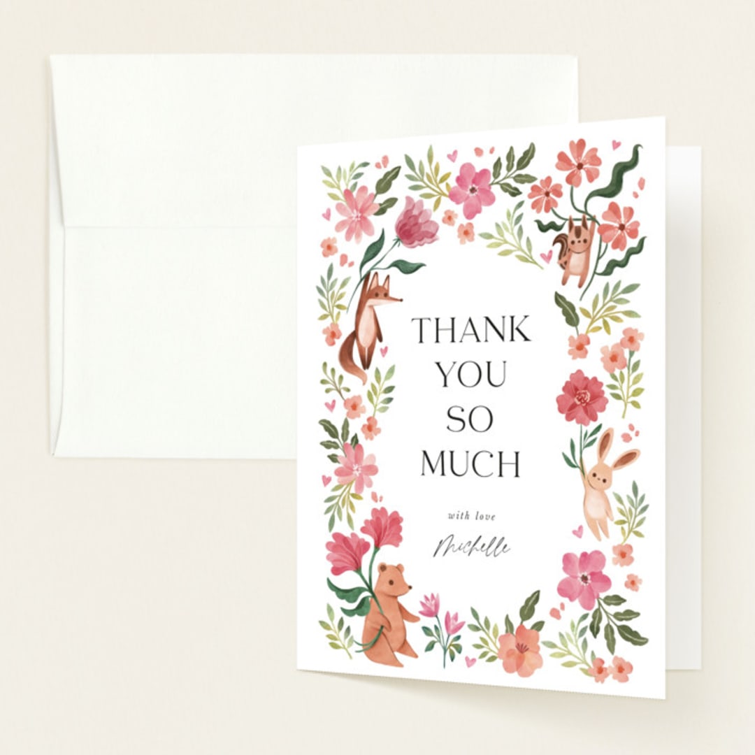 "Love is in the Air" - Baby Shower Thank You Cards in Rose by Vivian Yiwing - Front