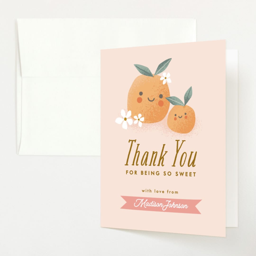 "little cutie oranges" - Baby Shower Thank You Cards in Peach by Karidy Walker - Front