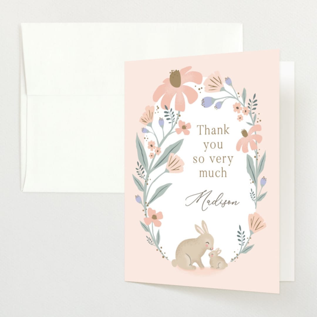 "garden bunnies" - Baby Shower Thank You Cards in Petal by Karidy Walker - Front