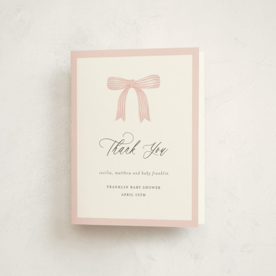 "Dainty Garden" - Baby Shower Thank You Cards in Blush by Paper Raven Co. - Front