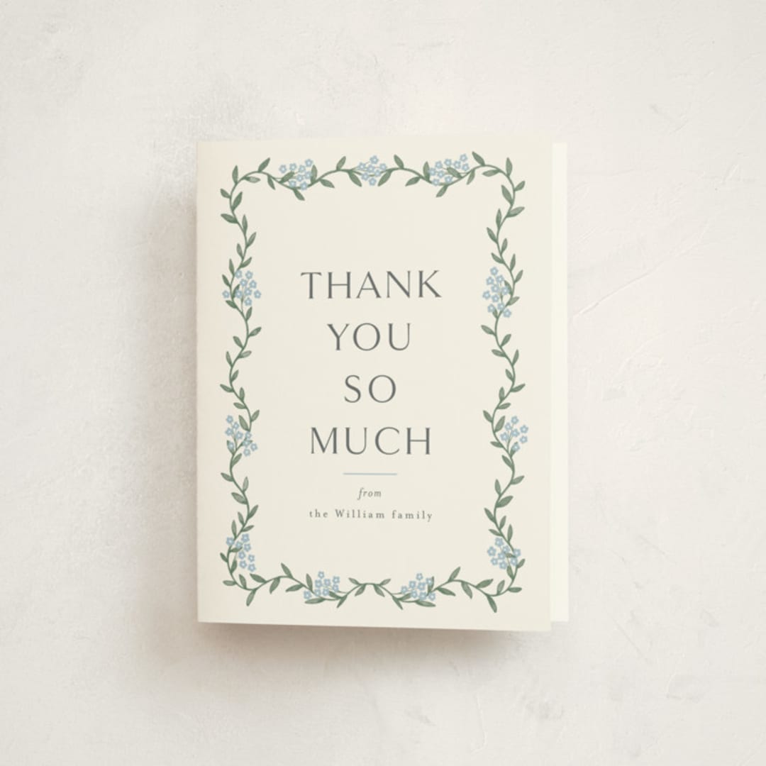 "Simple Garland" - Baby Shower Thank You Cards in Sky by Christy Hy Lee - Front