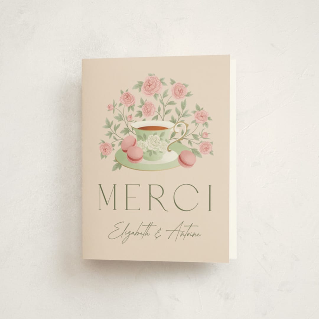 "A Baby Is Brewing" - Baby Shower Thank You Cards in Framboise by Jamie Alexander - Front