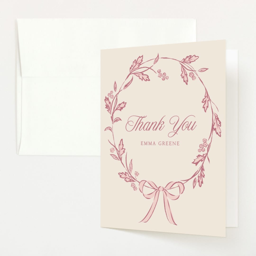 "Winnie" - Baby Shower Thank You Cards in Rose by Robert and Stella - Front