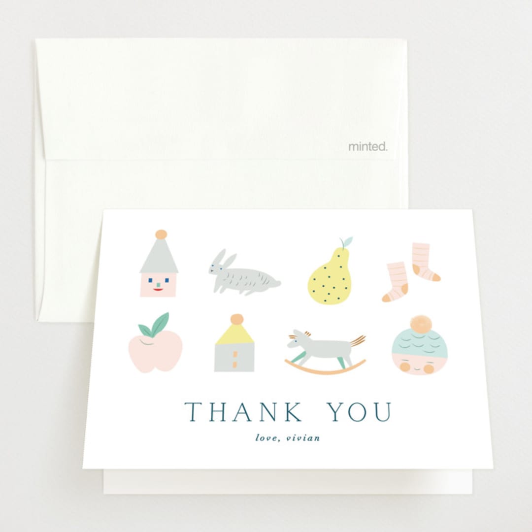 "Trellis" - Baby Shower Thank You Cards in Hunter by Eve Schultz - Front