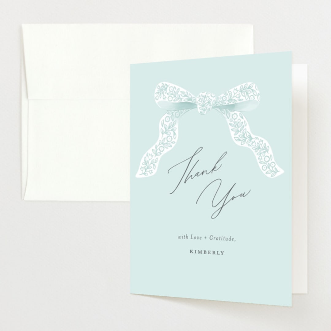 "Dainty" - Baby Shower Thank You Cards in Tiffany Blue by Paper Raven Co. - Front