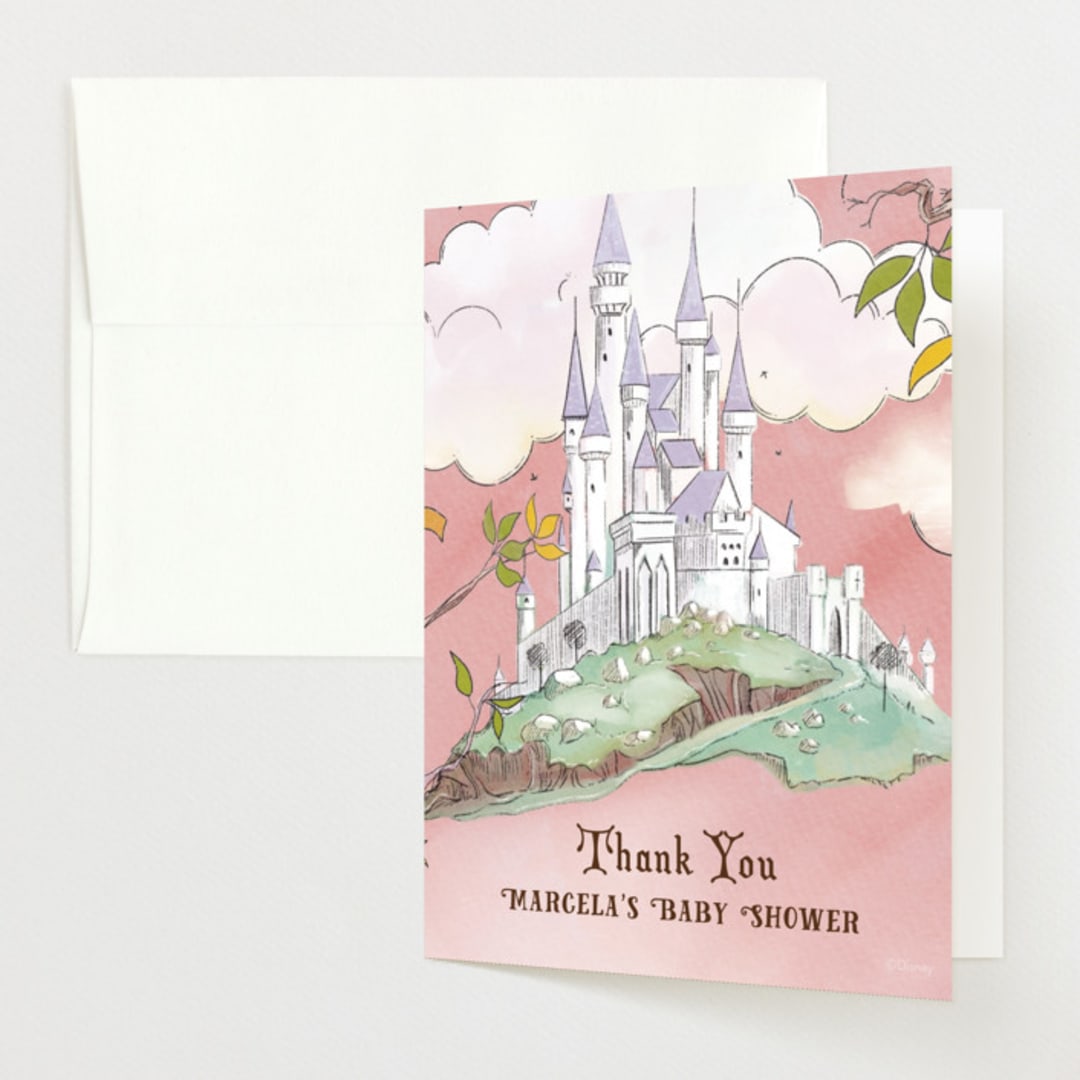"Sleeping Beauty Storybook Forest" - Baby Shower Thank You Cards in Mint by Becky Nimoy - Front