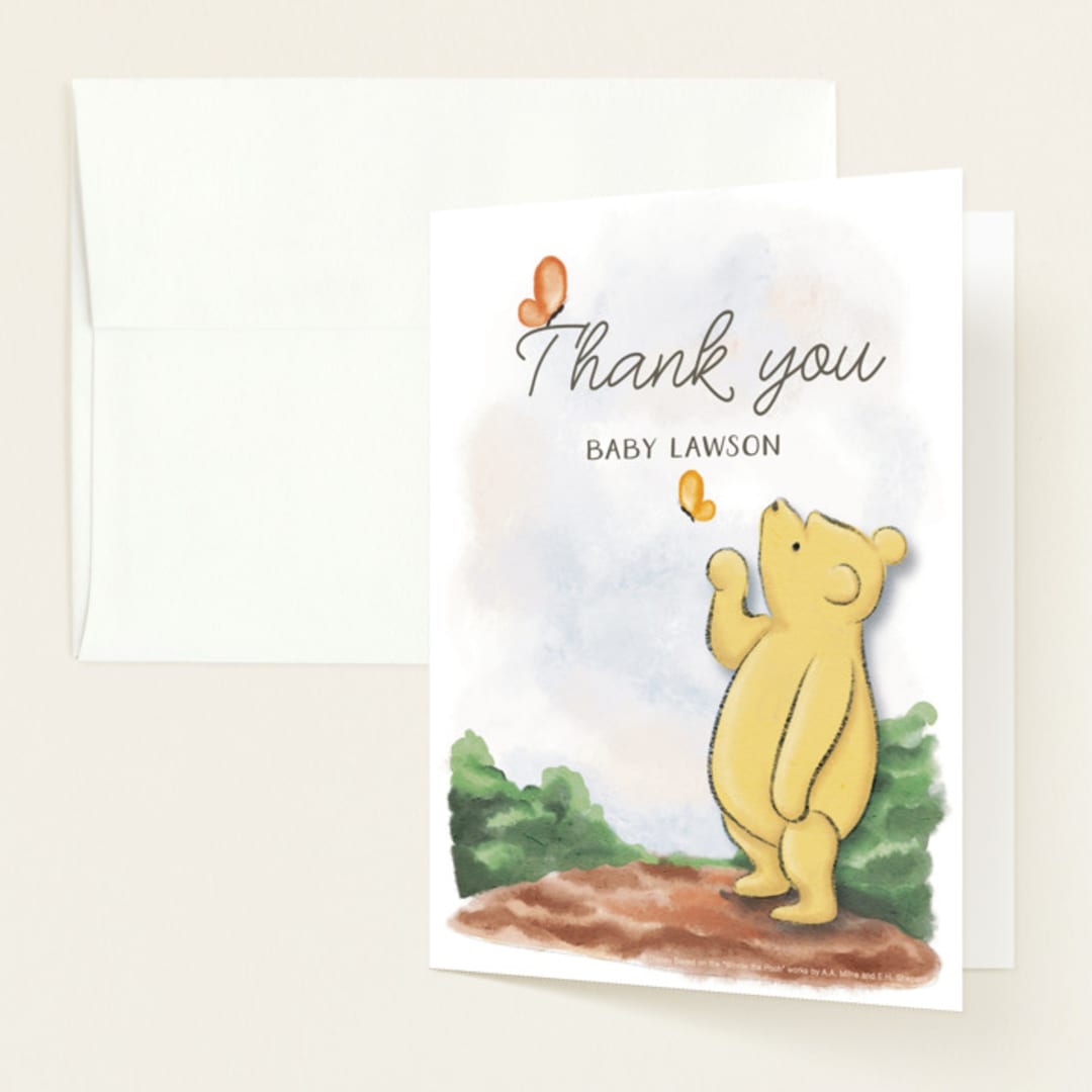"Vintage Winnie the Pooh Baby Shower Invite" - Baby Shower Thank You Cards in Honey by The Savage Label - Front