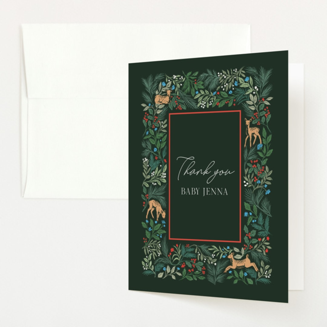 "Deer Forest" - Baby Shower Thank You Cards in Forest by Elly - Front