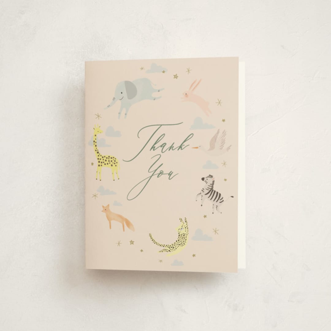 "Little Wild One" - Baby Shower Thank You Cards in Sand by Hannah Williams - Front