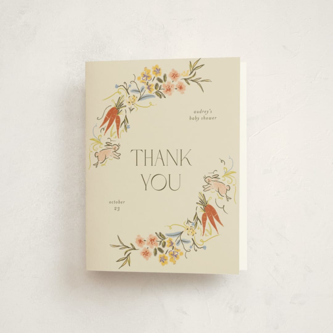 "Whimsical Frame" - Baby Shower Thank You Cards in Creamery by Vera Lim - Front