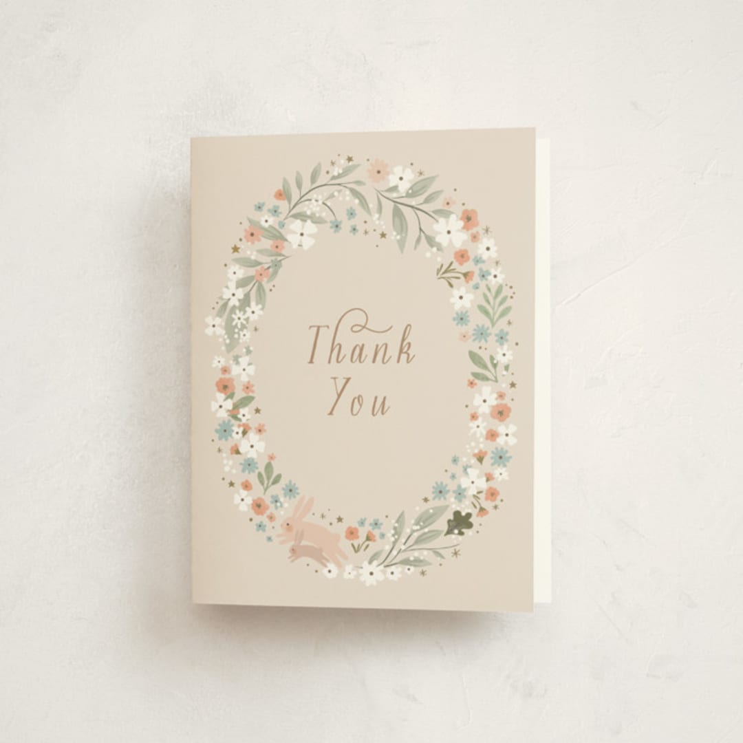 "Twinkle Bunny" - Baby Shower Thank You Cards in Sand by Hannah Williams - Front