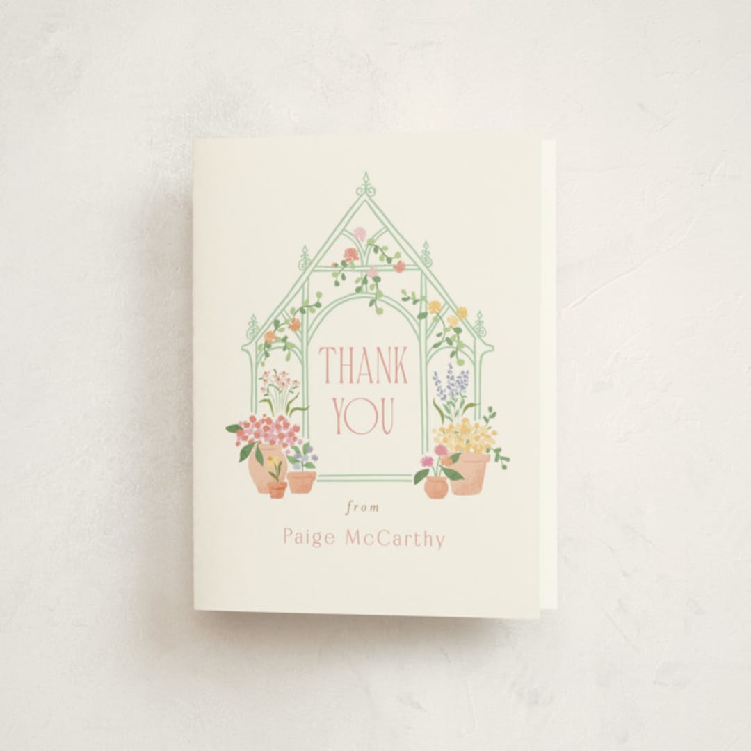 "Petite greenhouse" - Baby Shower Thank You Cards in Strawberry by Jennifer Wick - Front