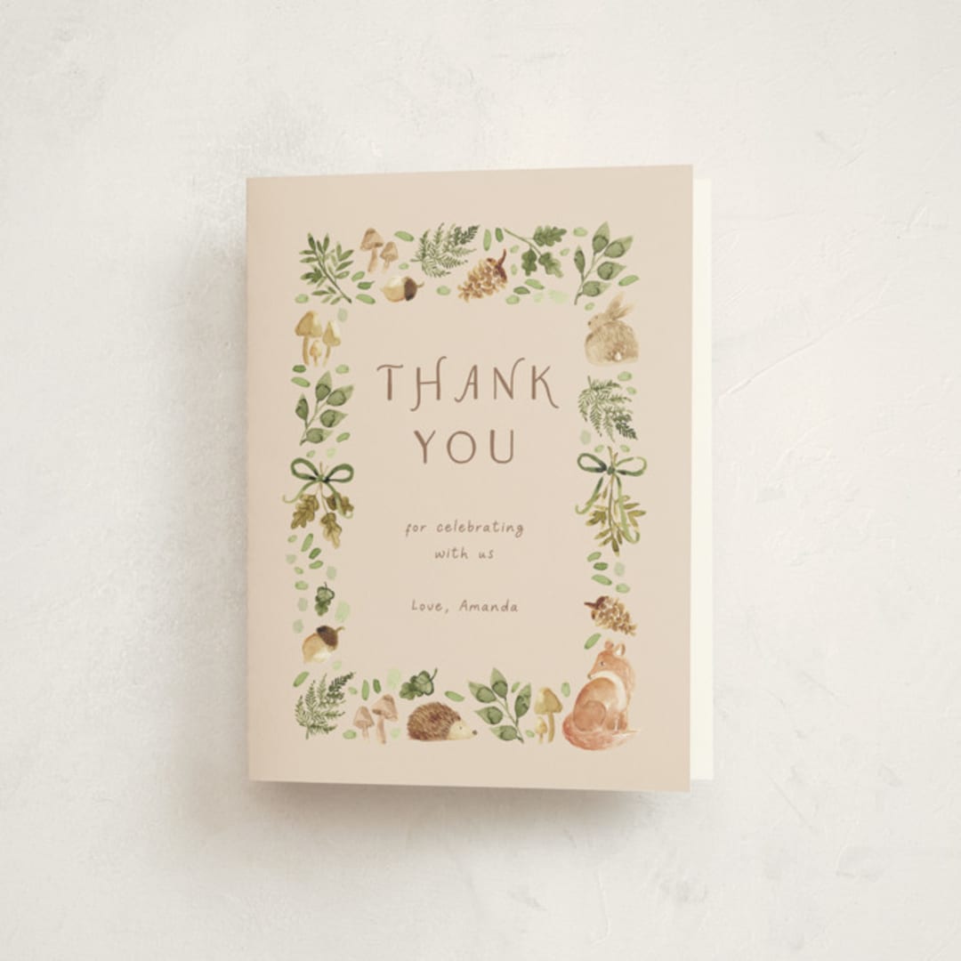 "Forest Baby Shower" - Baby Shower Thank You Cards in Sand by frau brandt - Front