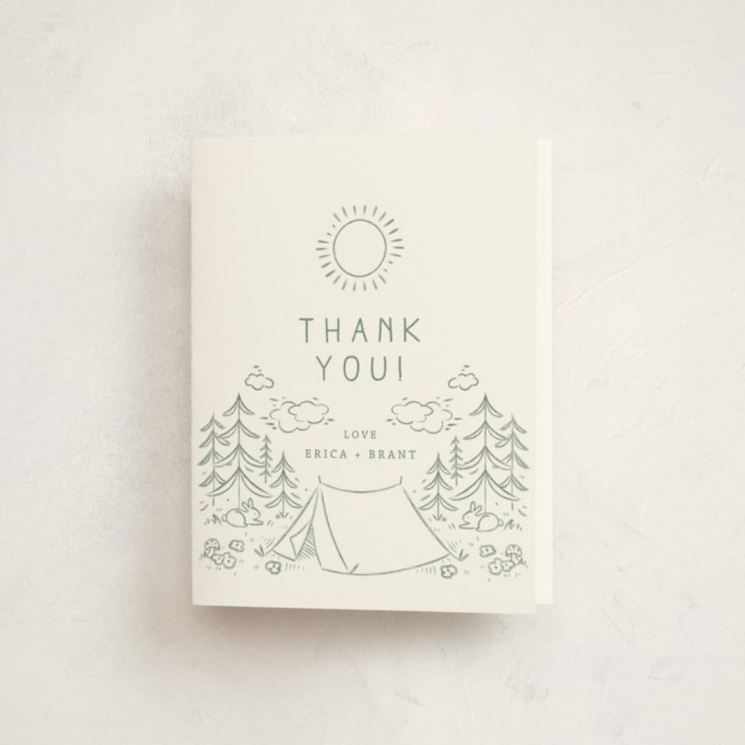 "The Adventure Begins" - Baby Shower Thank You Cards in Sage by Kiersten Garner - Front
