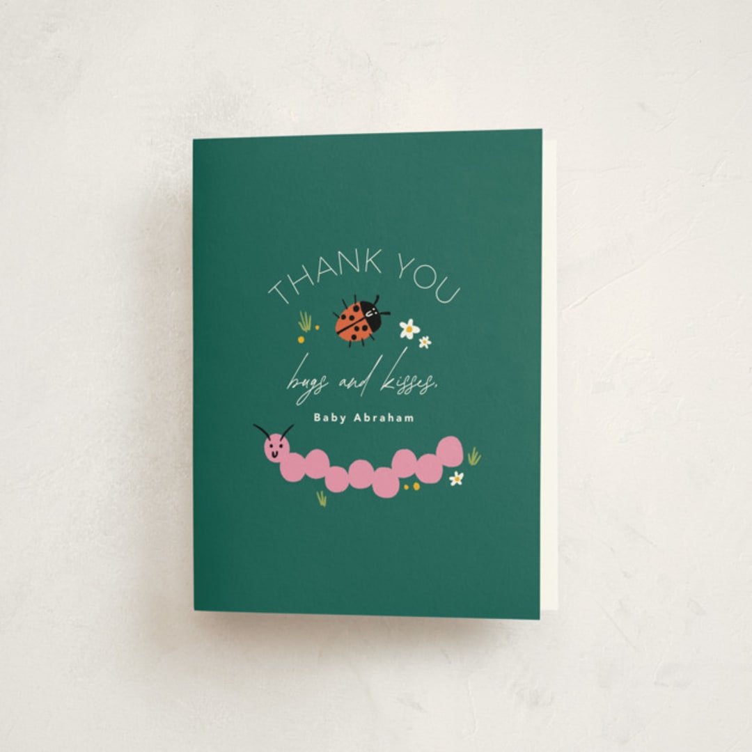 "Little Bug" - Baby Shower Thank You Cards in Garden by Hudson meet Rose - Front