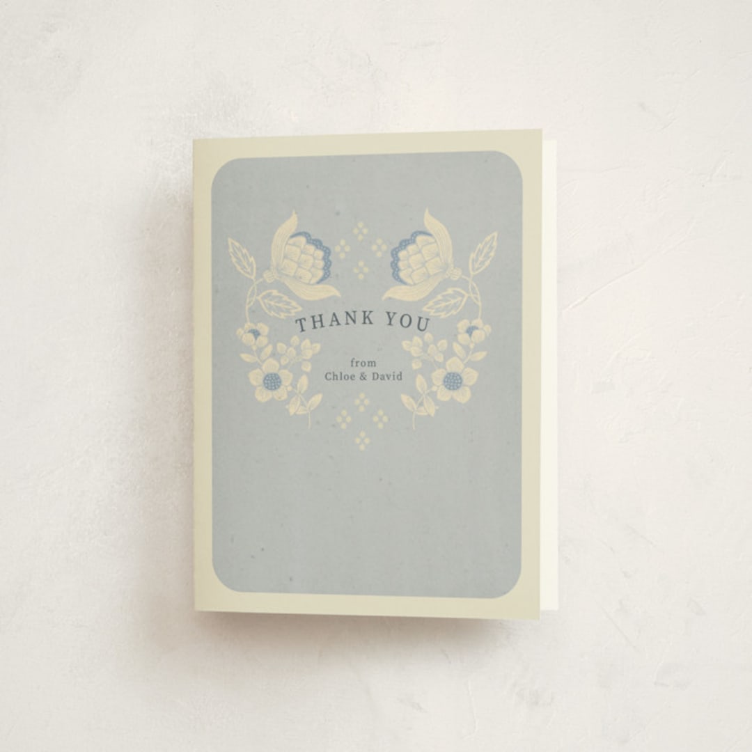 "Pastel Baby  Blooms" - Baby Shower Thank You Cards in Bluebird by Peony Rose Design - Front