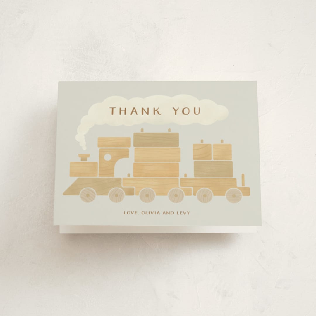 "Choo Choo Train" - Baby Shower Thank You Cards in Slate by Adelyn T. - Front