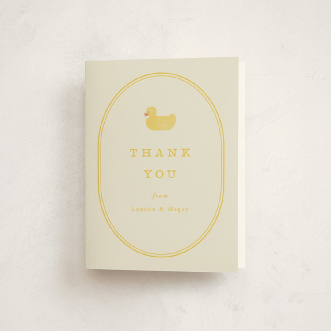 "Simple Duck" - Baby Shower Thank You Cards in Banana by Brianne Larsen - Front