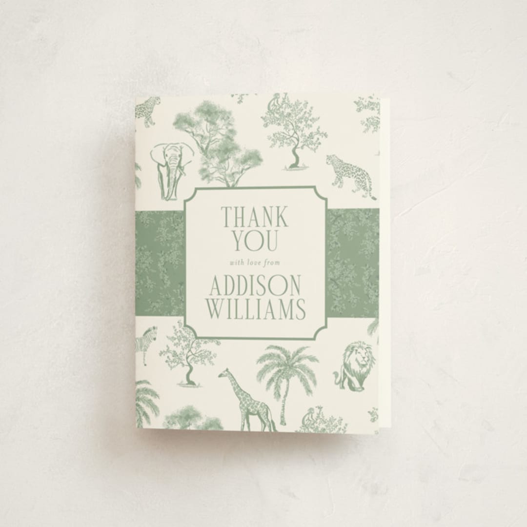 "Safari" - Baby Shower Thank You Cards in Palm by Jenna Holcomb - Front