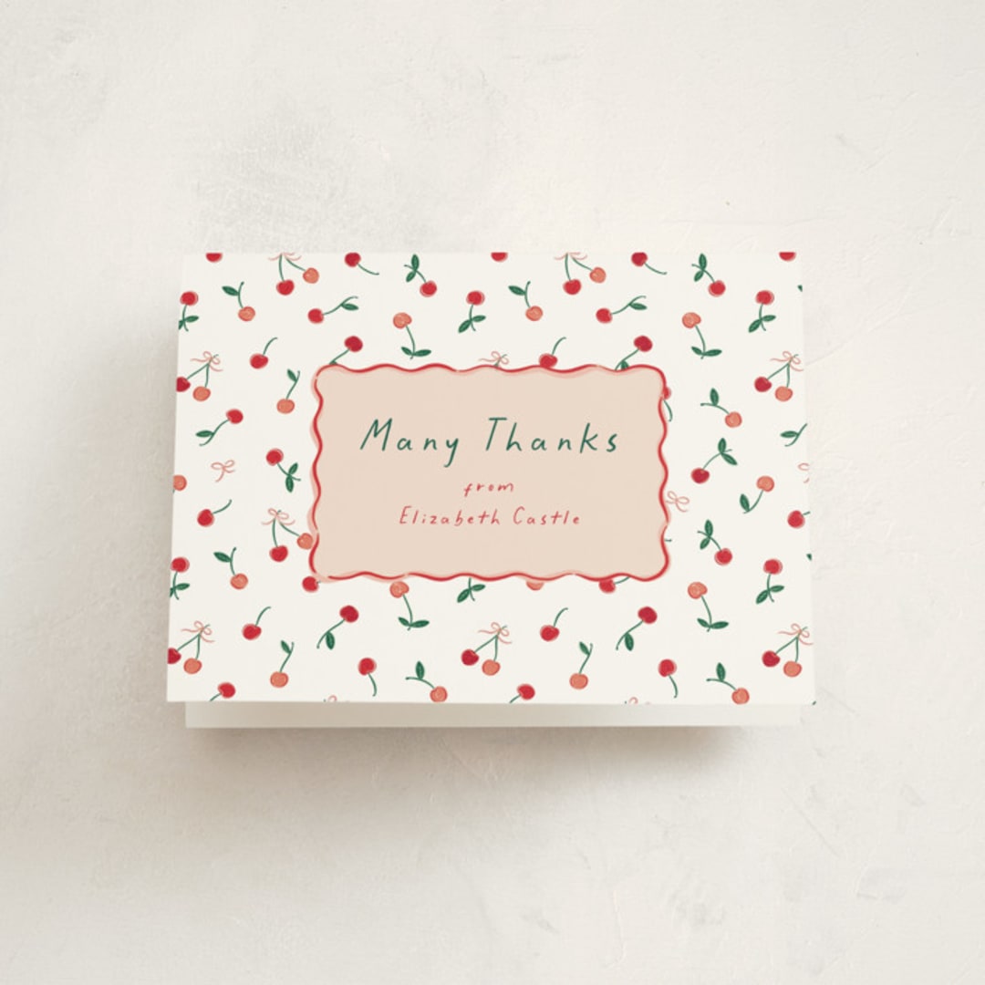 "Cherry Sweet" - Baby Shower Thank You Cards in Cherry Pie by Erin German - Front