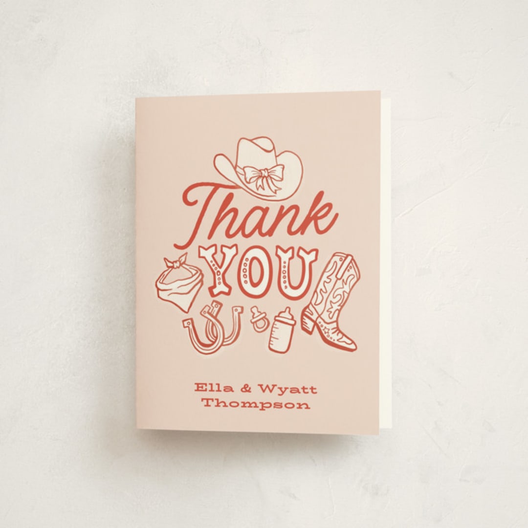 "Cute Country BBQ" - Baby Shower Thank You Cards in Cherry Pie by Jessie Steury - Front