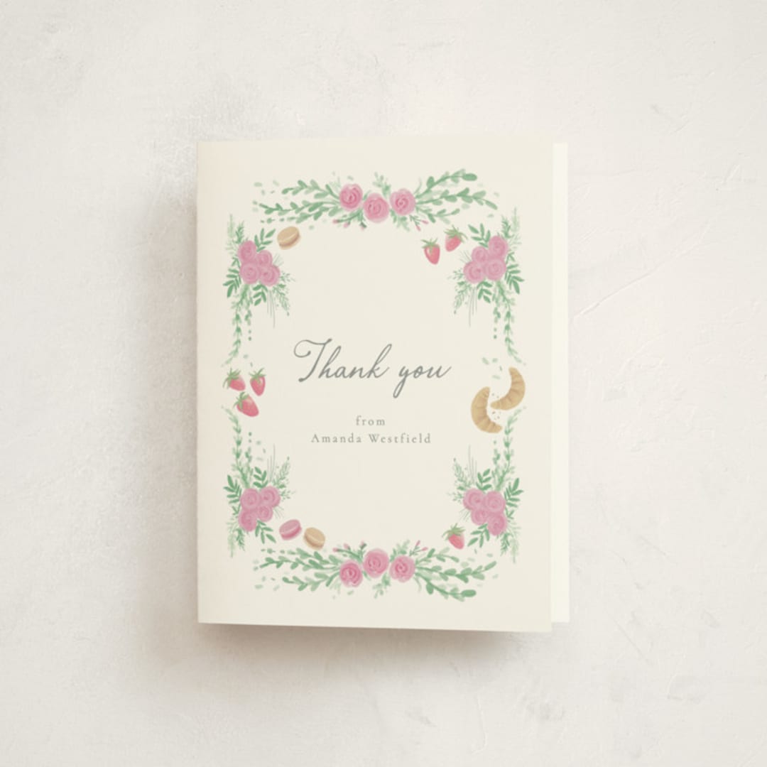 "French Style" - Baby Shower Thank You Cards in Melon by frau brandt - Front