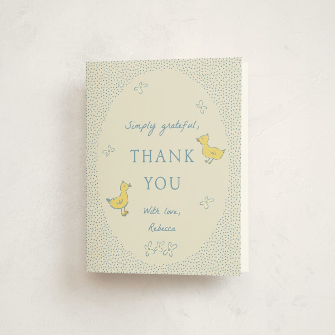 "Sweet Peeps" - Baby Shower Thank You Cards in Robin’s Egg by Sarah Rosenthal - Front