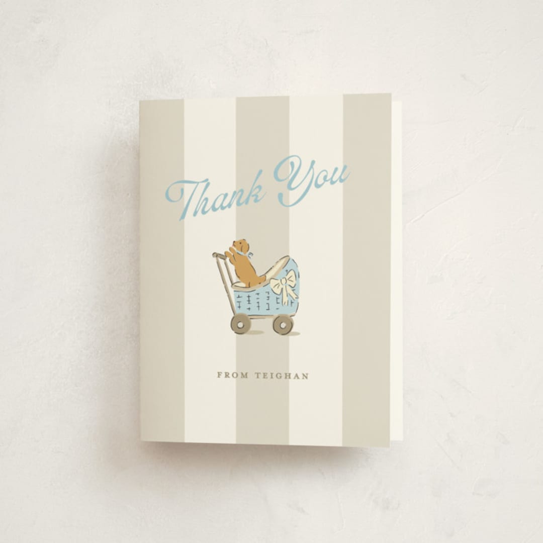 "Preppy Pup" - Baby Shower Thank You Cards in Bluebird by Susan Zinader - Front