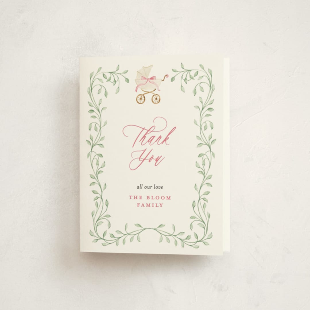 "graceful" - Baby Shower Thank You Cards in Peony by Sarah Knight - Front