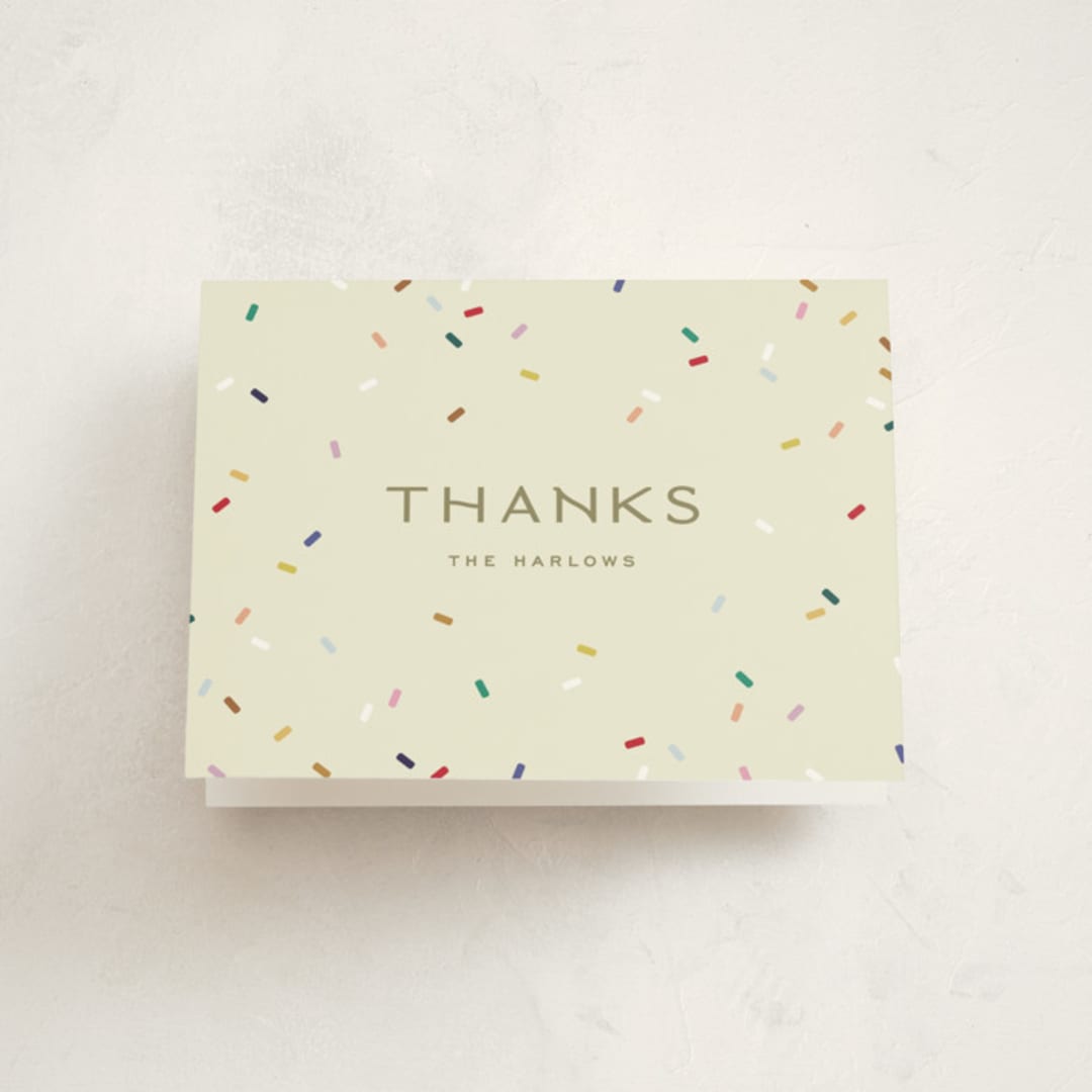 "tiny bold sprinkles" - Baby Shower Thank You Cards in Cream by Ellen Schlegelmilch - Front