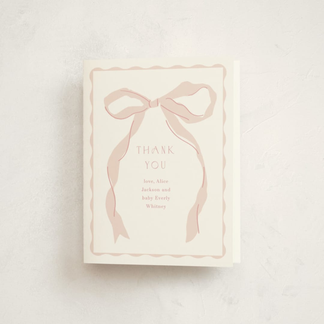 "Framed Bow" - Baby Shower Thank You Cards in Blush by Baumbirdy - Front