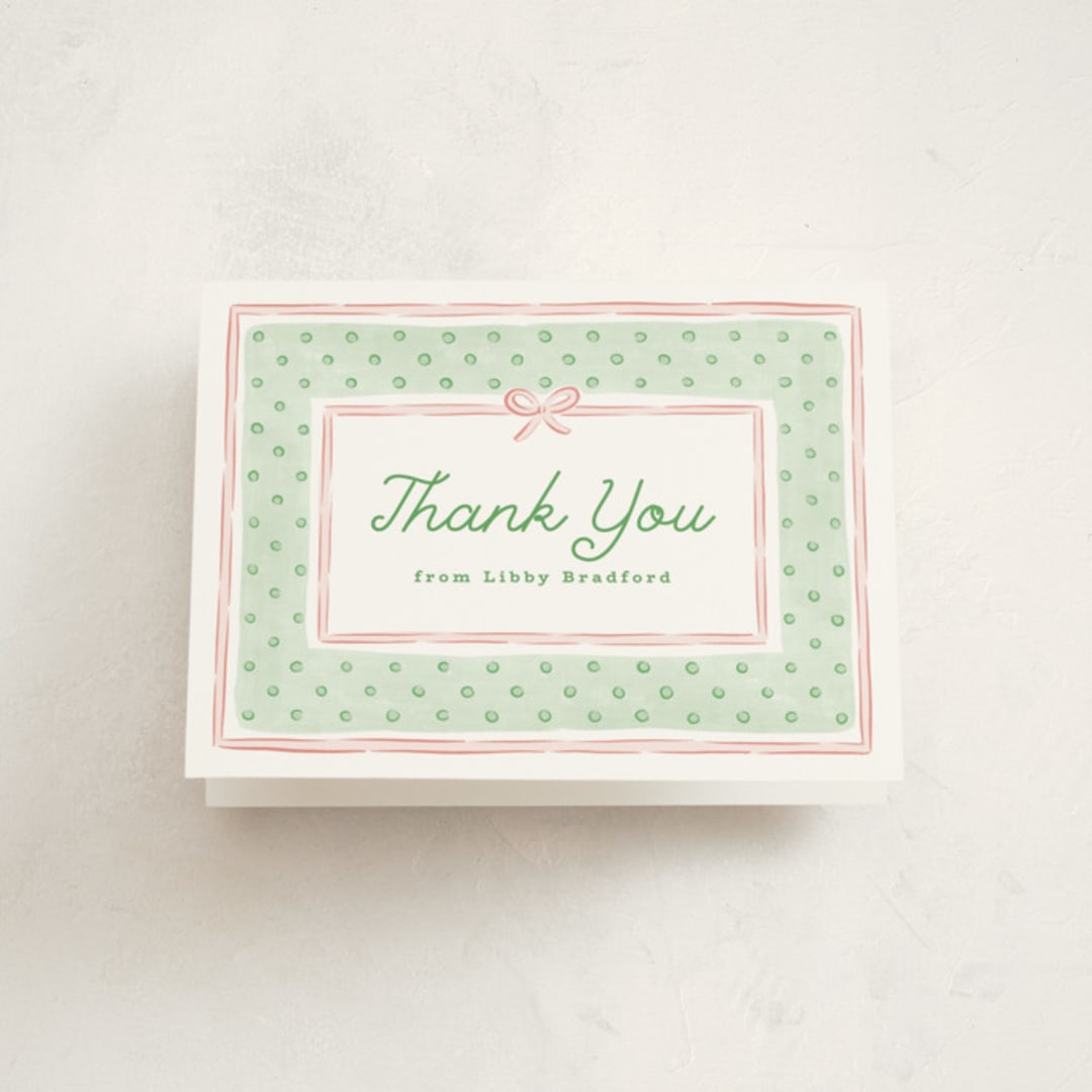 "Polka Dot Frame" - Baby Shower Thank You Cards in Strawberry by Erin German - Front
