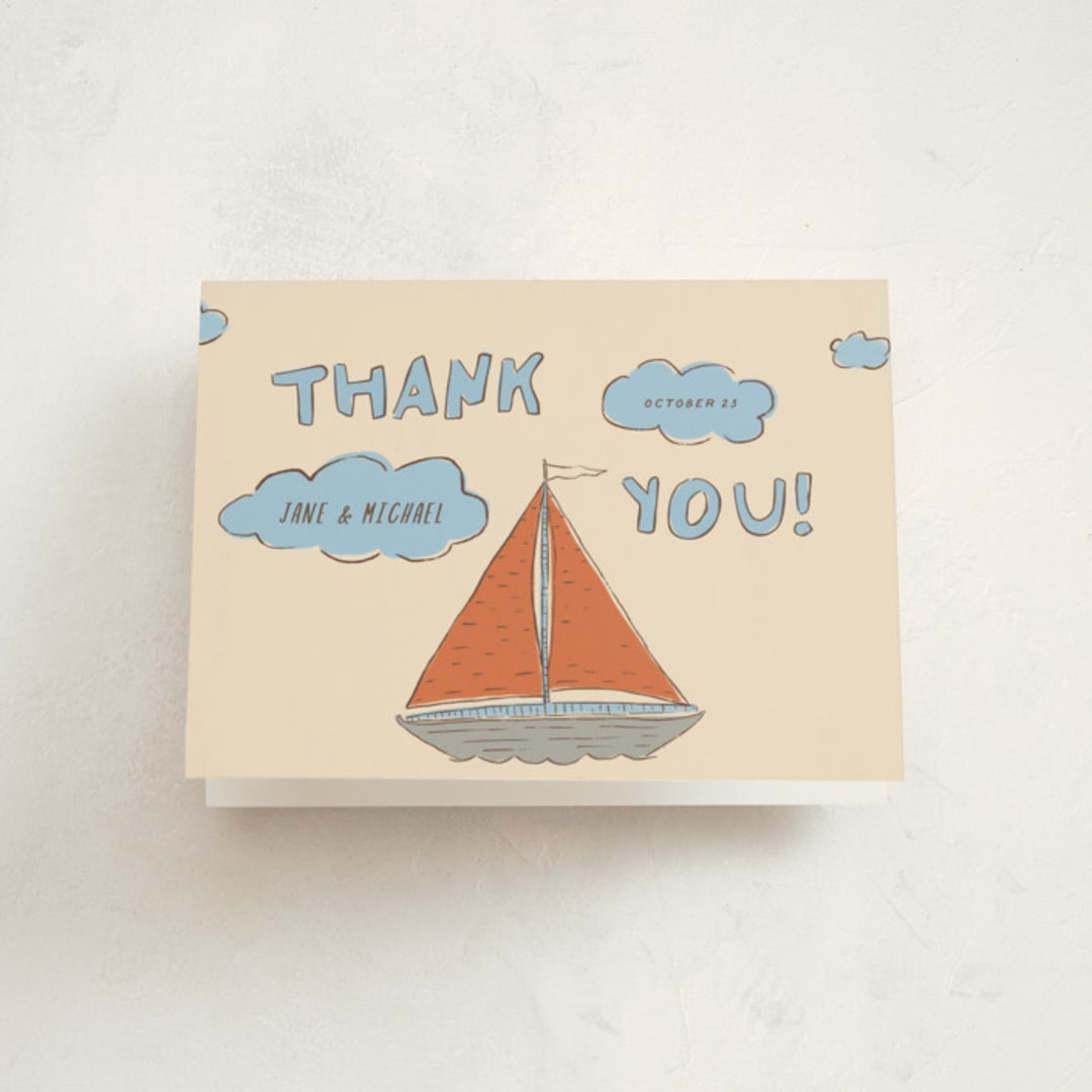 "Sail Ahoy" - Baby Shower Thank You Cards in Buoy by Vera Lim - Front