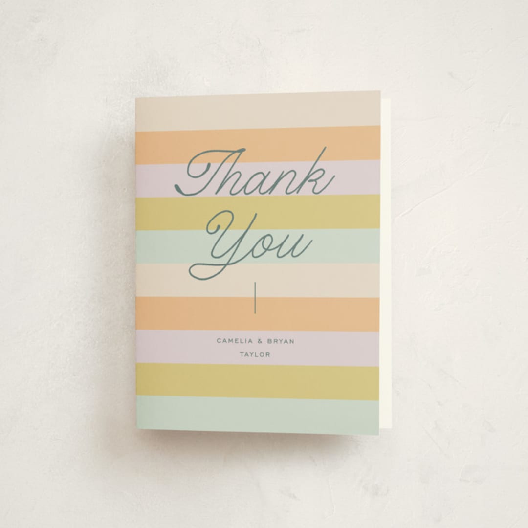 "Striped" - Baby Shower Thank You Cards in Wildflower by Pixel and Hank - Front