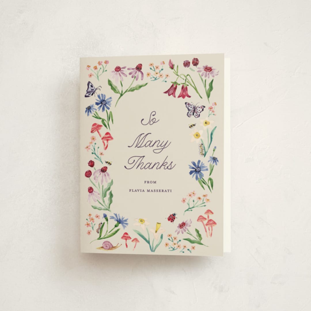 "Blooming Garden" - Baby Shower Thank You Cards in Citrus by Pati Cascino - Front