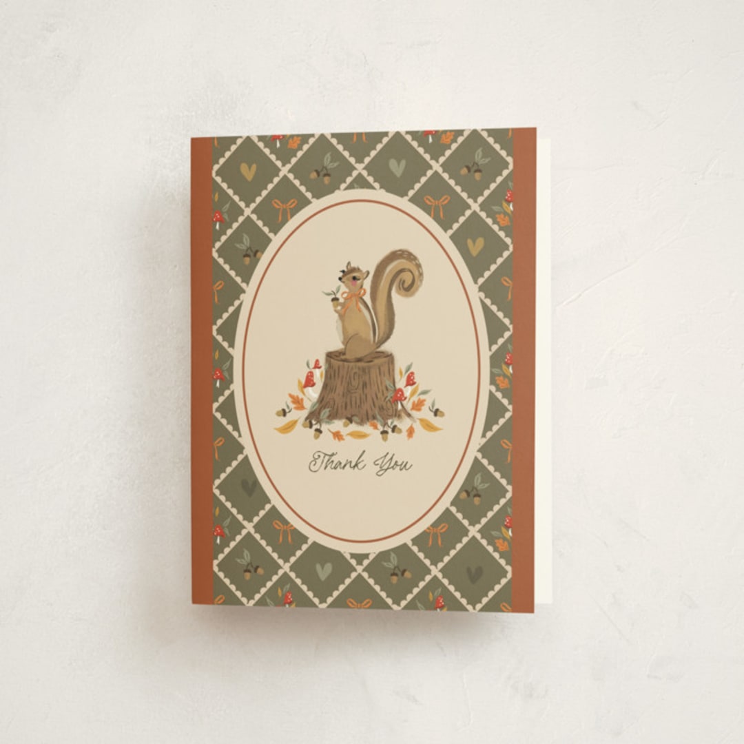 "Nuts for Baby" - Baby Shower Thank You Cards in Pumpkin by Jackie Crawford - Front