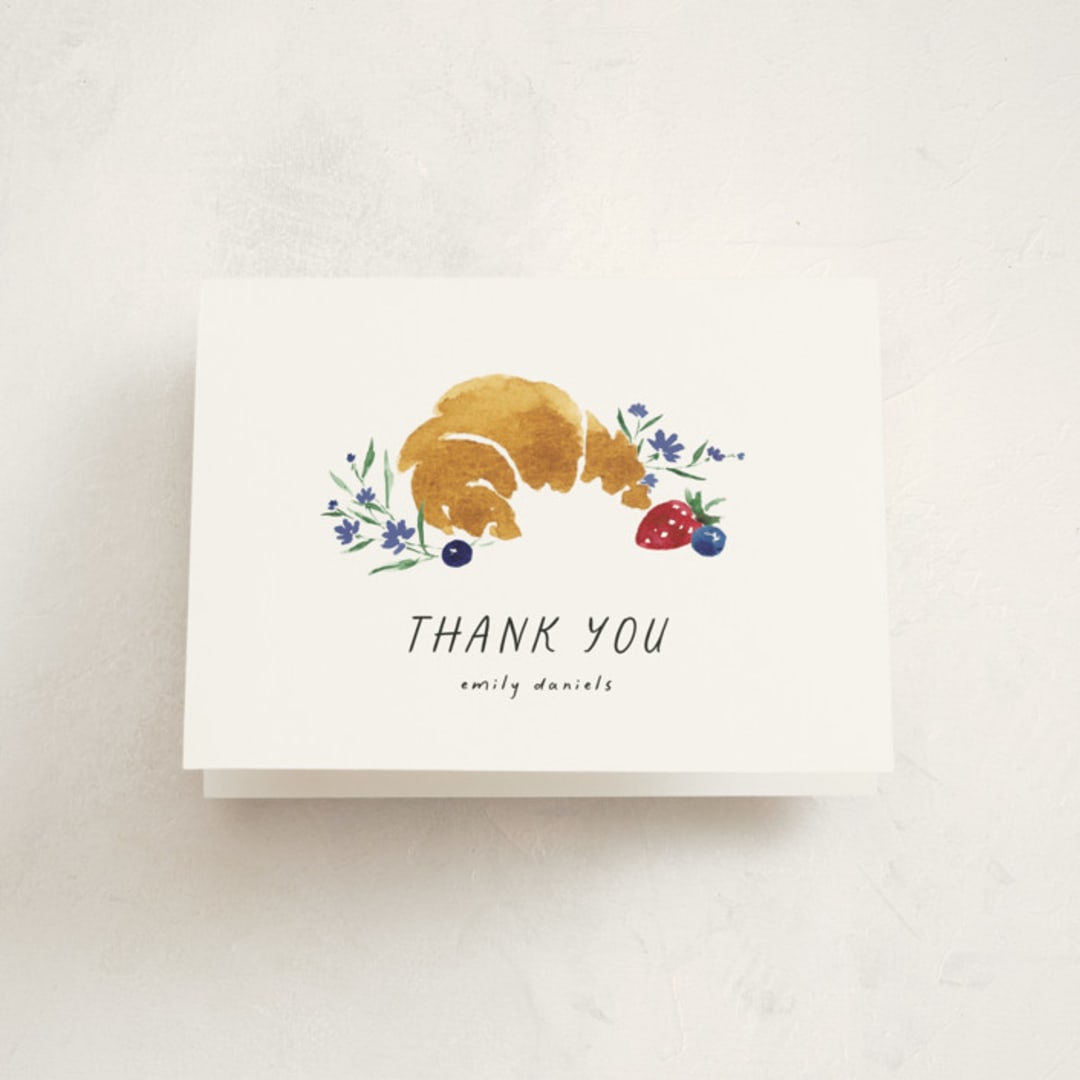 "Bonjour" - Baby Shower Thank You Cards in Blueberry by Kate Ahn - Front