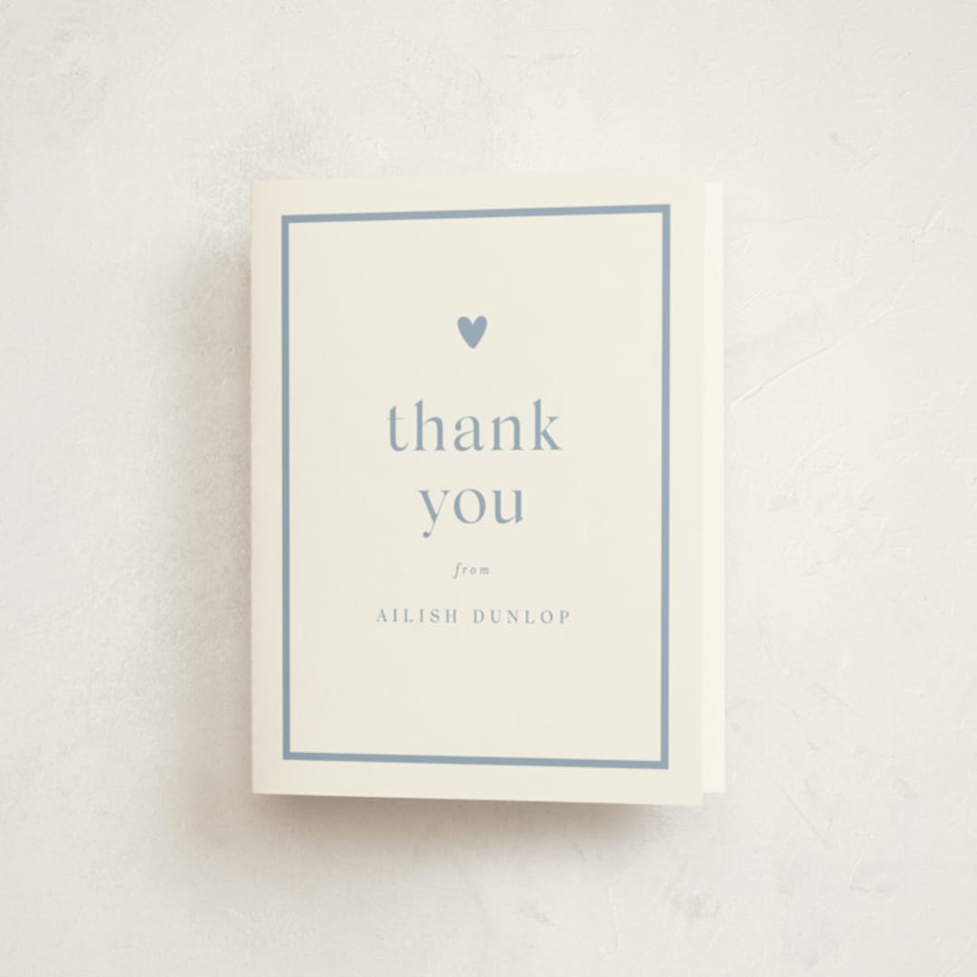"Heartbeat" - Baby Shower Thank You Cards in Provincial Blue by Stacey Meacham - Front