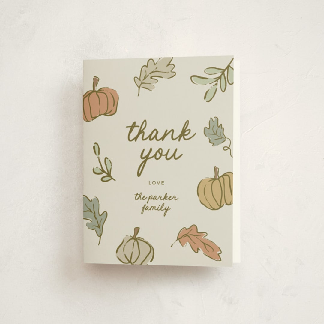 "Vintage Autumn" - Baby Shower Thank You Cards in Natural by Kelly Watkins - Front