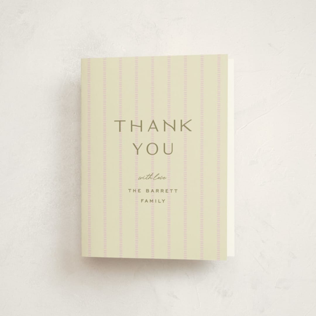 "stitched lines" - Baby Shower Thank You Cards in Blush by Ellen Schlegelmilch - Front