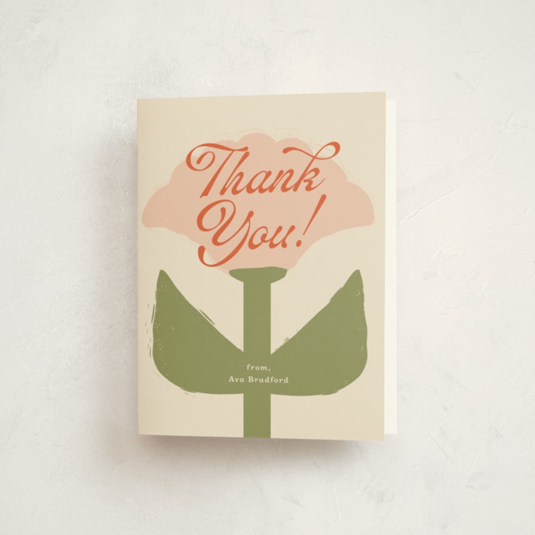 "Tulip" - Baby Shower Thank You Cards in Peony by Lisa McLean - Front