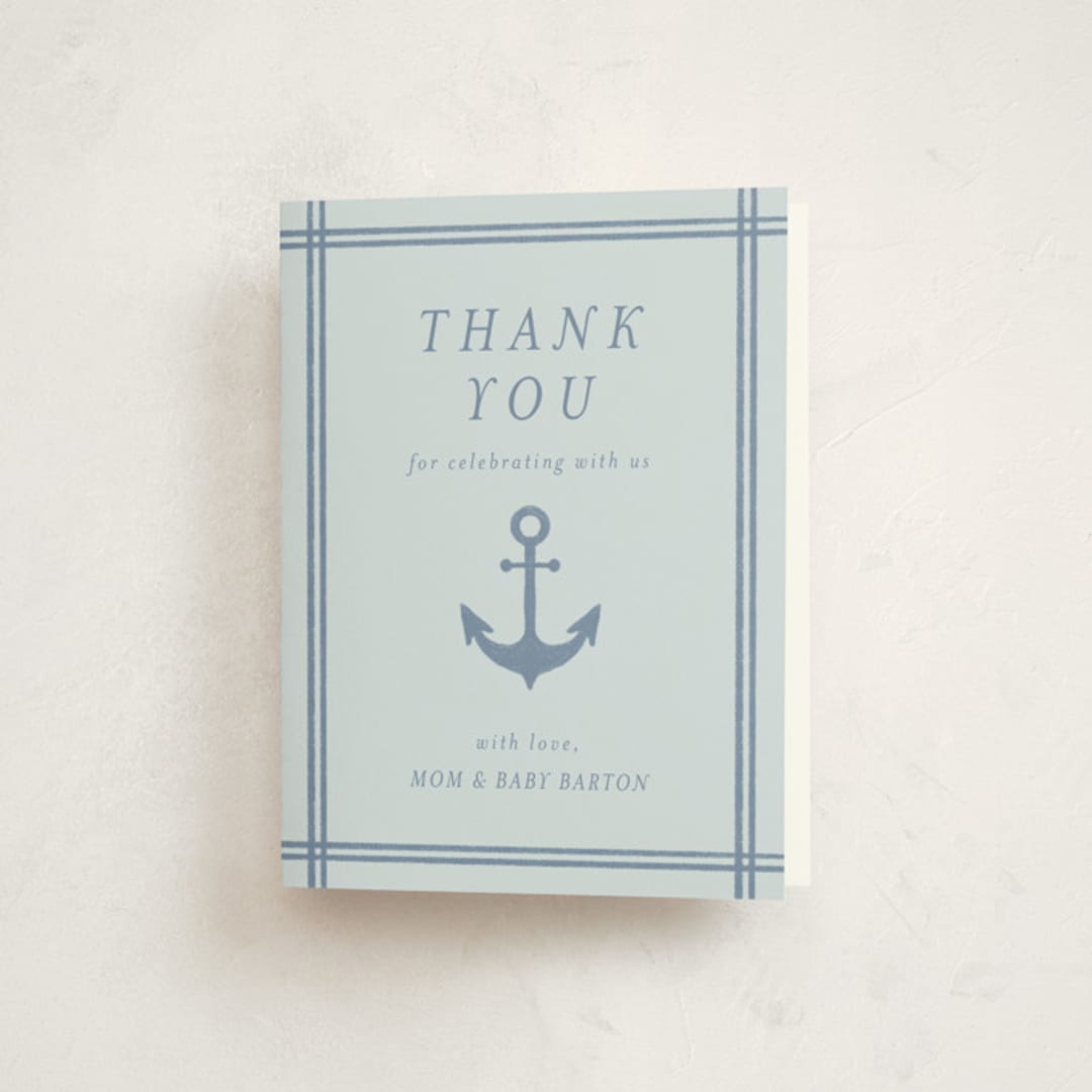 "Ahoy" - Baby Shower Thank You Cards in Sea by Brynne Foster - Front