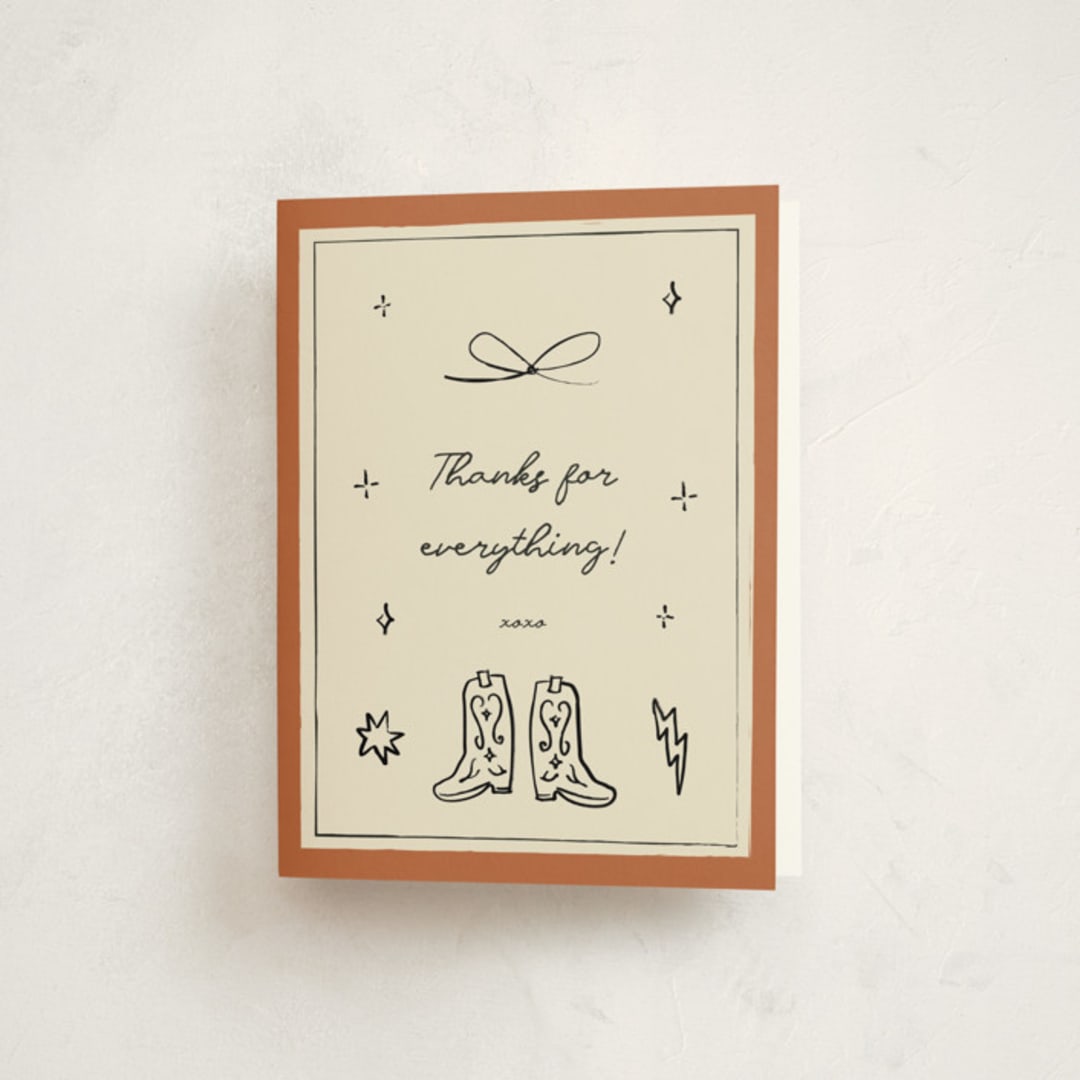 "El Ranchero" - Baby Shower Thank You Cards in Rust by Ani Somi - Front