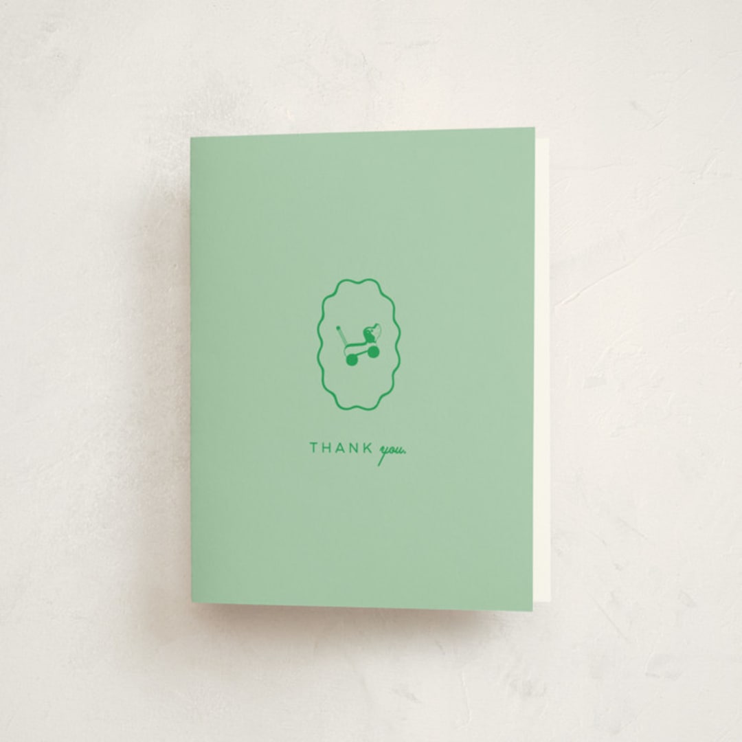 "Vintage Classic" - Baby Shower Thank You Cards in Mint by Jen Ramsey - Front