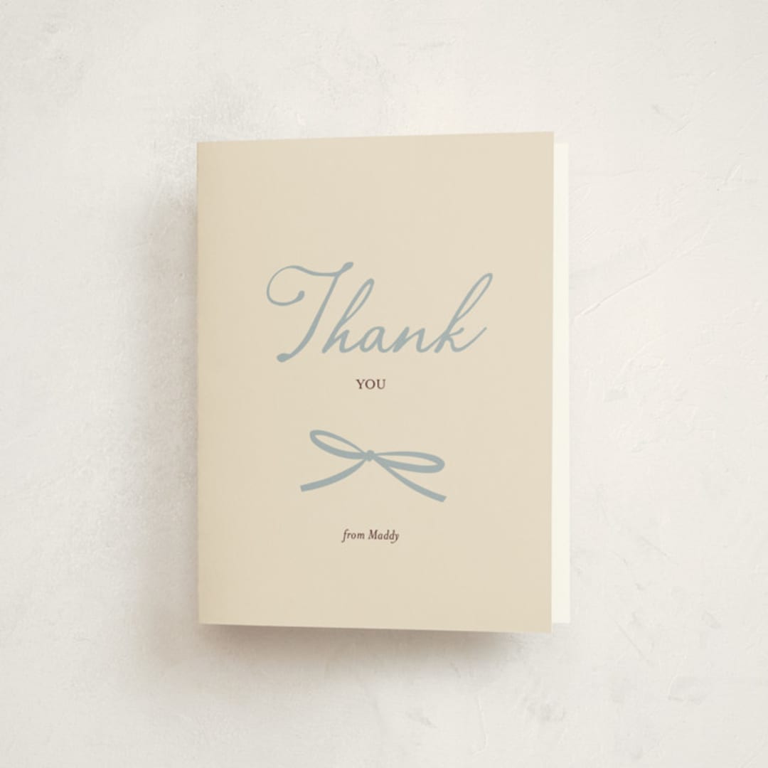 "Baby Bow" - Baby Shower Thank You Cards in Denim by Ani Somi - Front